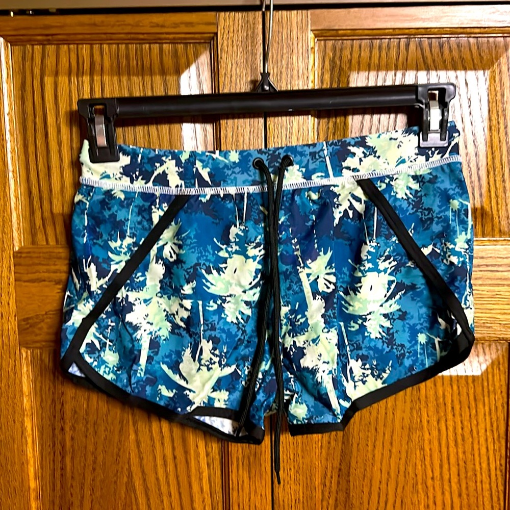 Men’s Blue / Green Palm Pattern Swimsuit - small